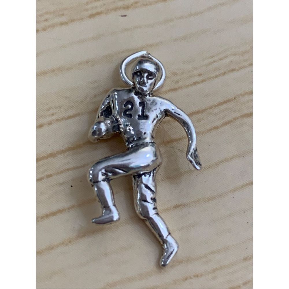 Football Player Sterling Silver Jewelry Charm #sports #runner #football